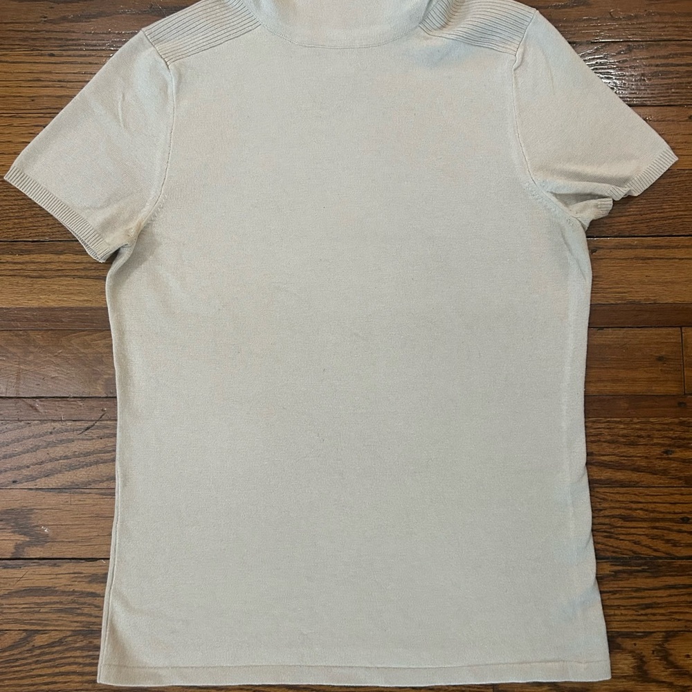 Per Se Cream Short Sleeve Sweater